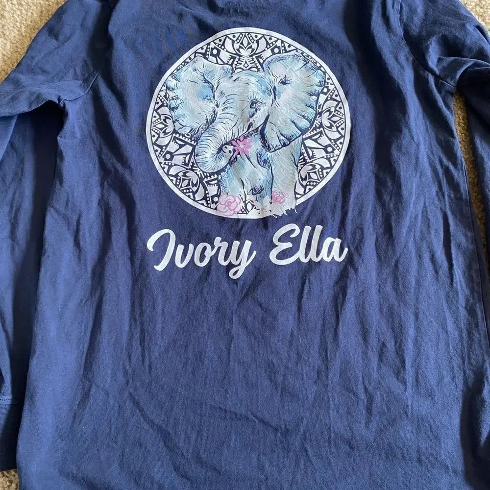 Womens Ivory Ella Elephant Long Sleeve Tshirt